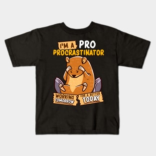 Cute & Funny I'm a Pro Procrastinator Hamster Pun Kids T-Shirt